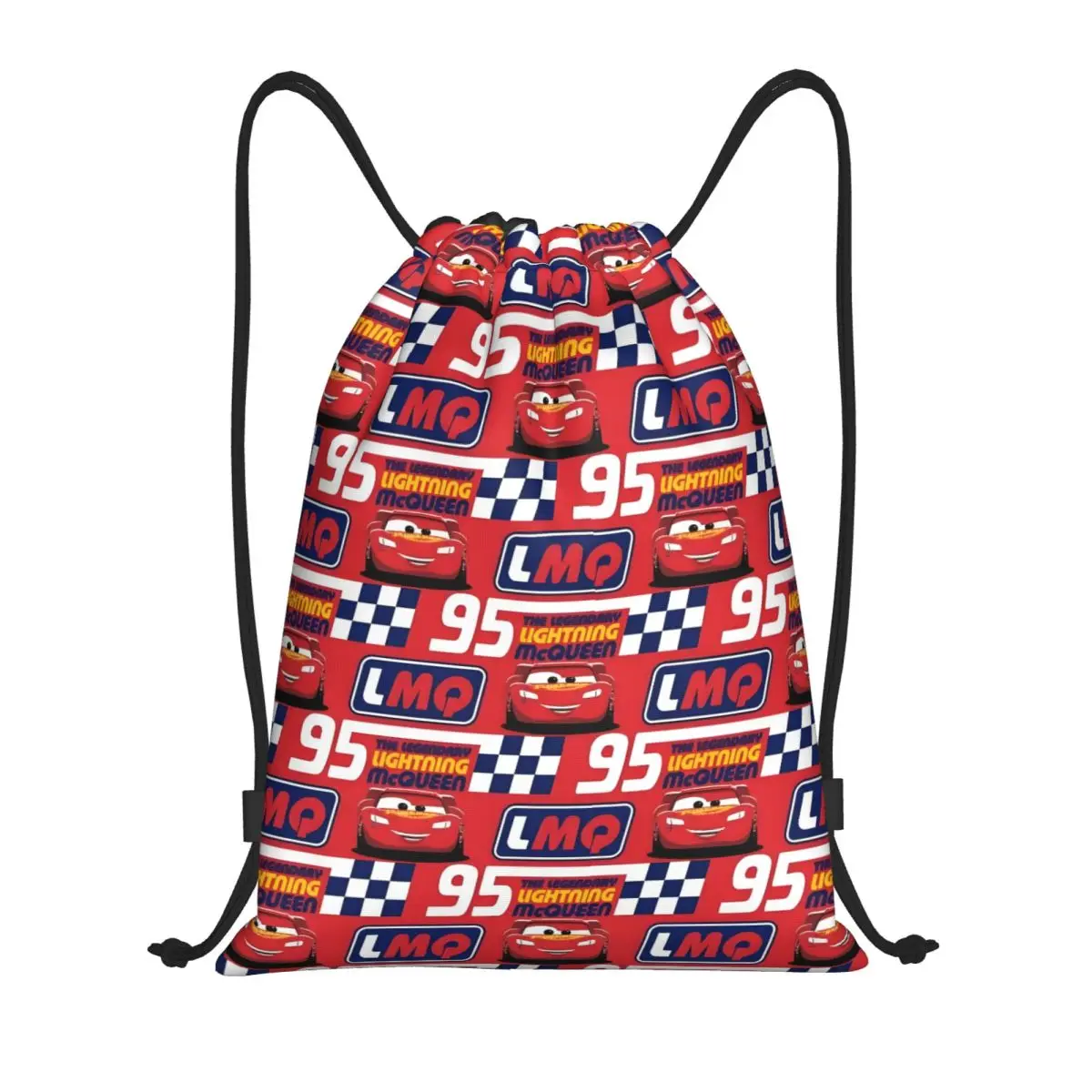 Custom Lightning McQueen Drawstring Bags Women Men Portable Gym Sports Sackpack fictional stock car Training Storage Backpacks