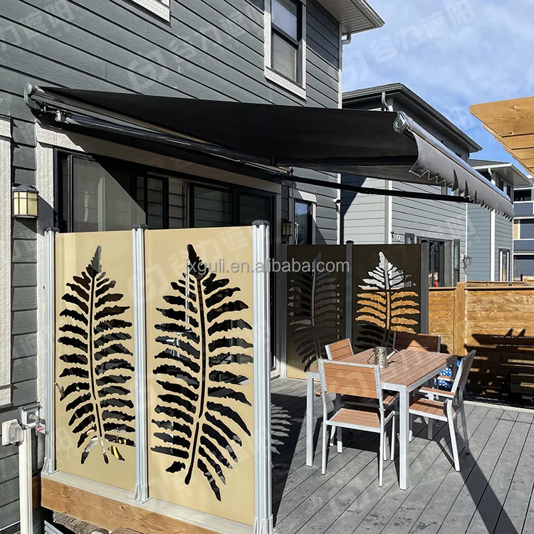 

ATV&UTVLarge Outdoor Aluminum Structure LED Light Motorized Retractable Awning Remote Control Spanish Fabric Roof Cover Sunshade