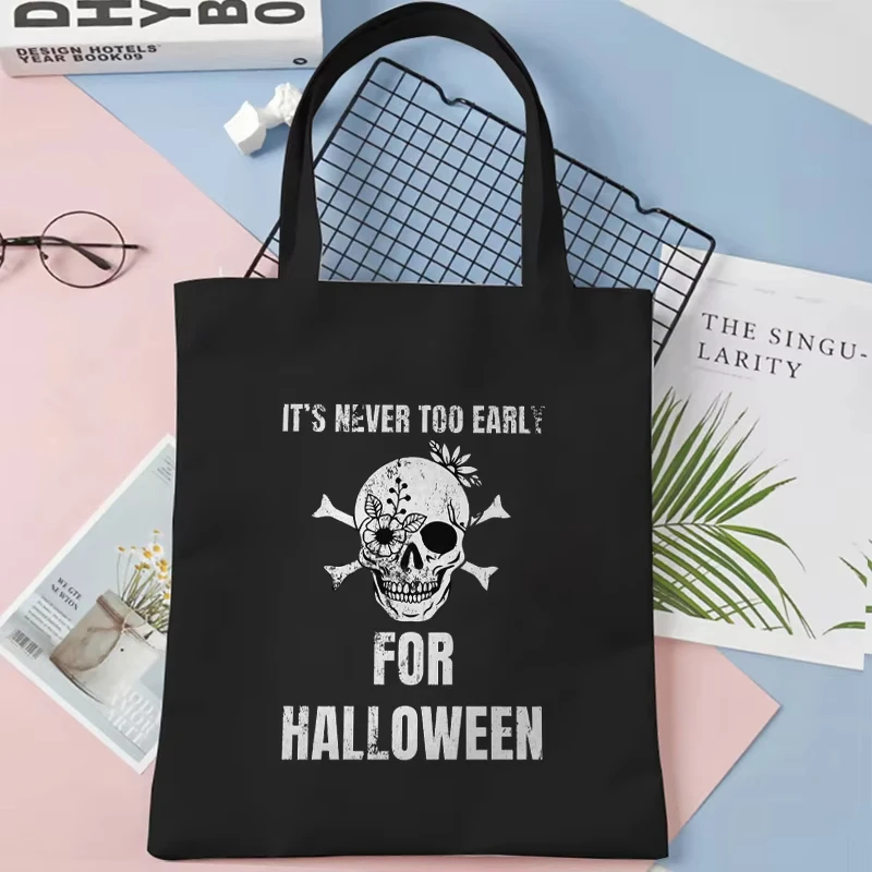 

Холщовая сумка для женщин с забавным принтом скелета, многоразовая сумка-шоппер через плечо, сумка-тоут для Хэллоуина