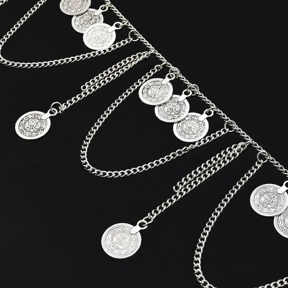 موضة عملة قلادة معدنية الجسم سلسلة مجوهرات حزام شرابة الخصر سلسلة العرقية نمط البوهيمي نمط الرقص الشرقي الجسم سلسلة الشاطئ #2