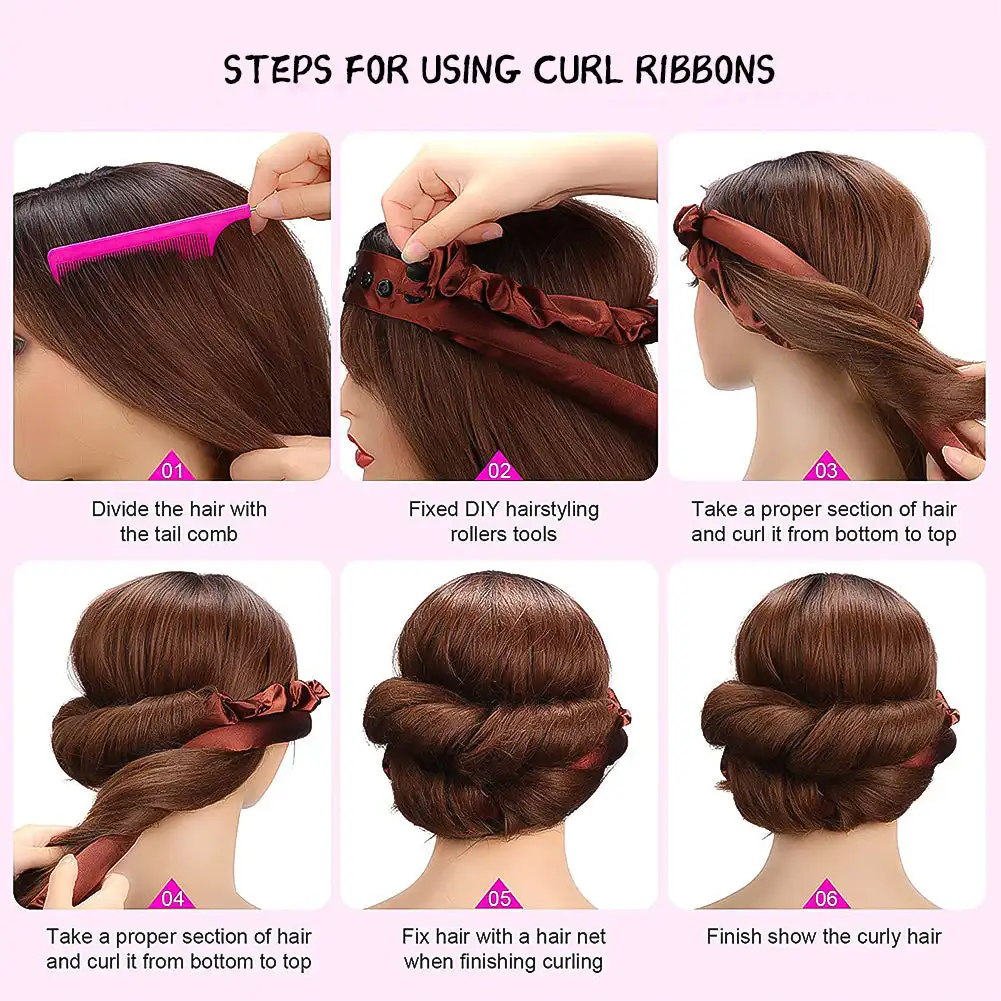 Heatless Hair Curler Curly Hair No Heat Curly Hair Products Satin Rubber Headband Overnight Hair Styling Tools boucleur cheveux