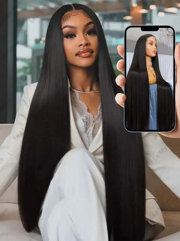 

42Inch 250% Density 13X4 Lace Front Wig Straight Lace Frontal Wigs Pre Plucked With Baby Hair 13X4 Brazilian Virgin Human Hair W