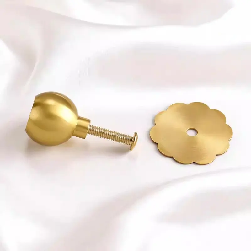 Brass Ball with Backplate Creative Cabinet Handles Decor Drawer Knobs Modern Gold Cupboard Door Pulls Copper Furniture Hardware
