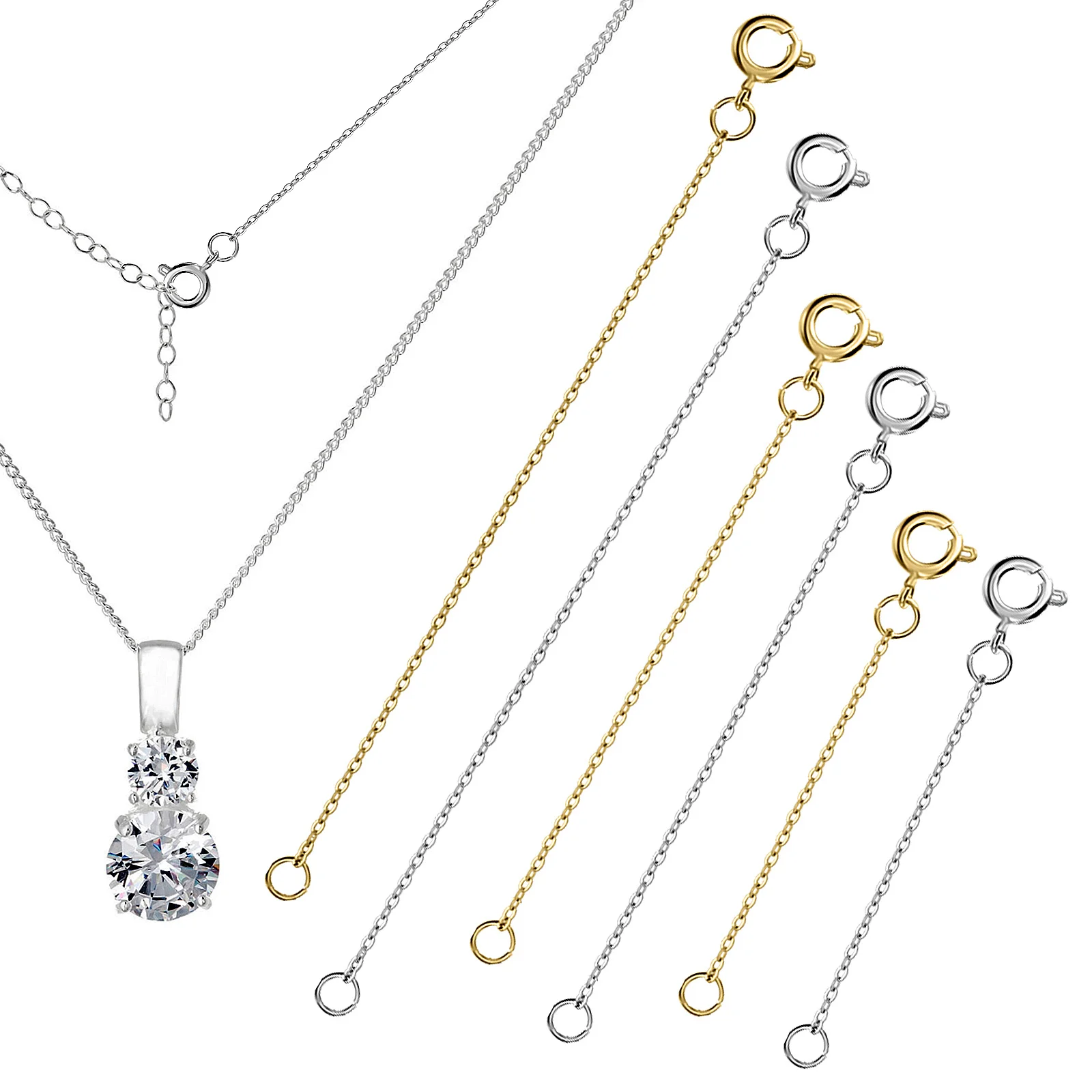 

6 шт. удлинительных цепочек для ожерелья, браслета, ювелирных изделий, регулируемая длина, позолоченные звенья, аксессуары для изготовления украшений