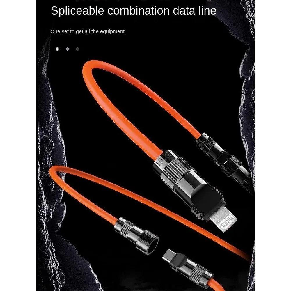 Splice Spring Data Cable Type-c Super-Fast 240W pd3.1 5-in-1 Charging for Keyboard Customized Car Navigation Plug Telescopic DIY