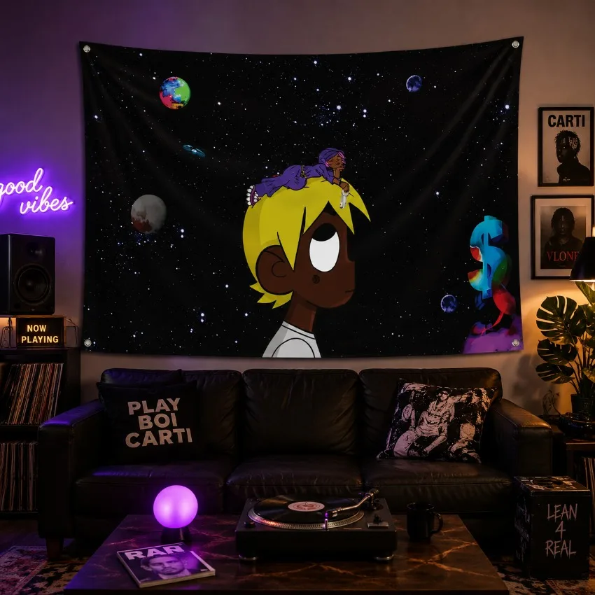 Emo Music Flag Single-Sided Polyester Banner with Brass Grommets for College Dorm Bedroom Wall Decor Multiple Sizes