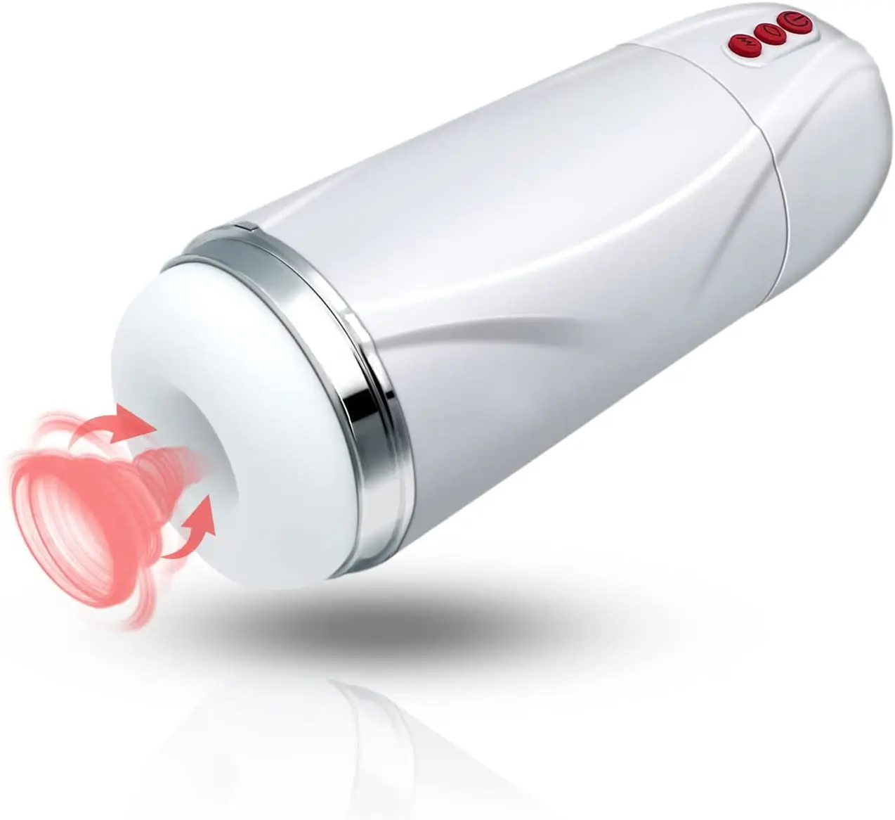 Adult Sex Toys Male Masturbator 5 Suction 10 Vibration Modes USB Rechargeable ABS+TPE 250mm Portable White and Black