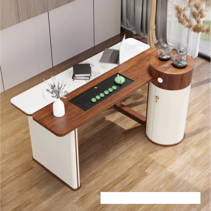 

Color matching solid wood tea table and chair combination office tea table high-end tea room hotel