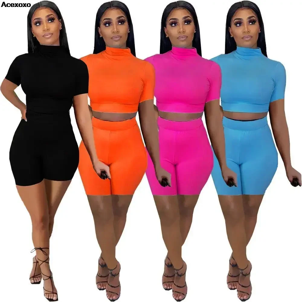 

Summer explosion women sexy tight solid color fashion casual suit