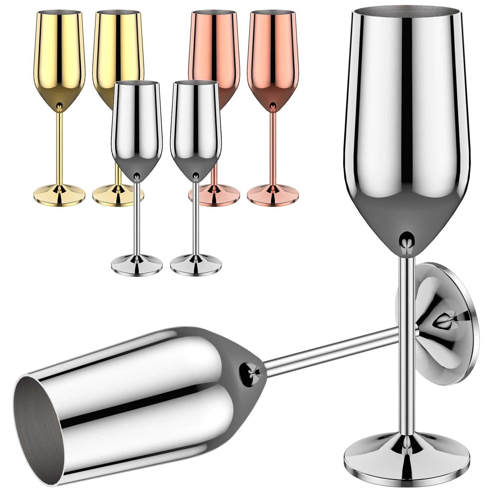 2 pezzi bicchieri da vino in acciaio inossidabile bicchieri da Champagne 200ml calici da vino in oro rosa per whisky Cocktail Juice Bar accessori strumento