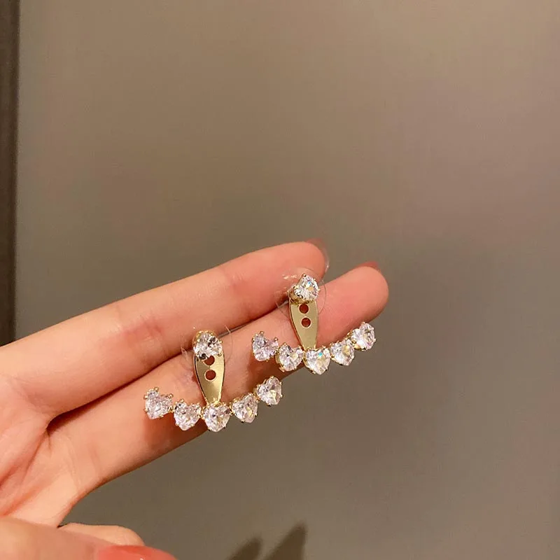 New Trend Korean Style Round Crystal Earrings Cute Flower Rhinestone Stud Earrings For Women Fashion Jewelry Birthday Gifts