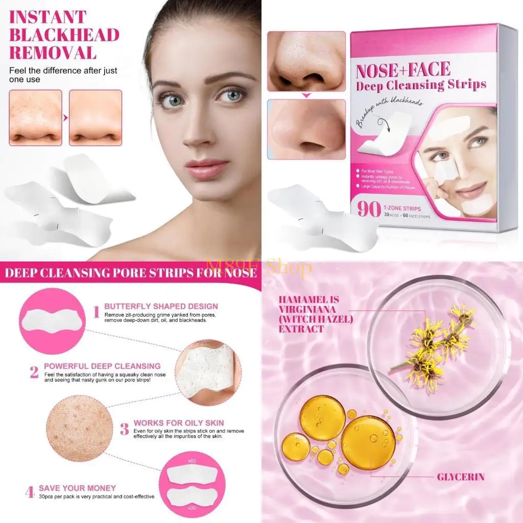 M89F NEUWEEST Verwijder Mask Set Krimp porie diepe reiniging Acne-behandeling Zwarte kop Verwijder huidverzorgingsstrook Schil