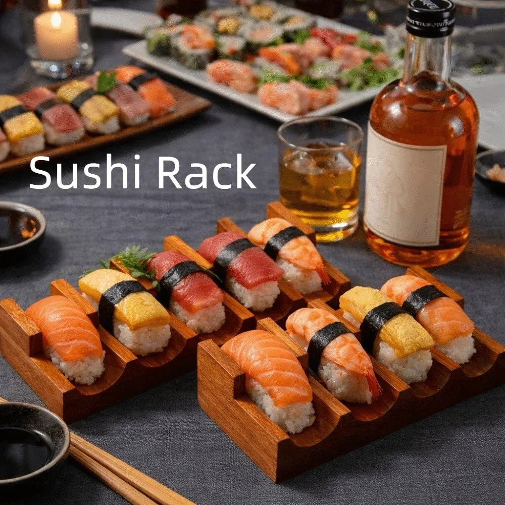 Creative U-shaped Walnut Sushi Rack Japanese Style Smooth Texture Urchin Holder Sushi Boat Thickened Sushi Stand Hotel Use