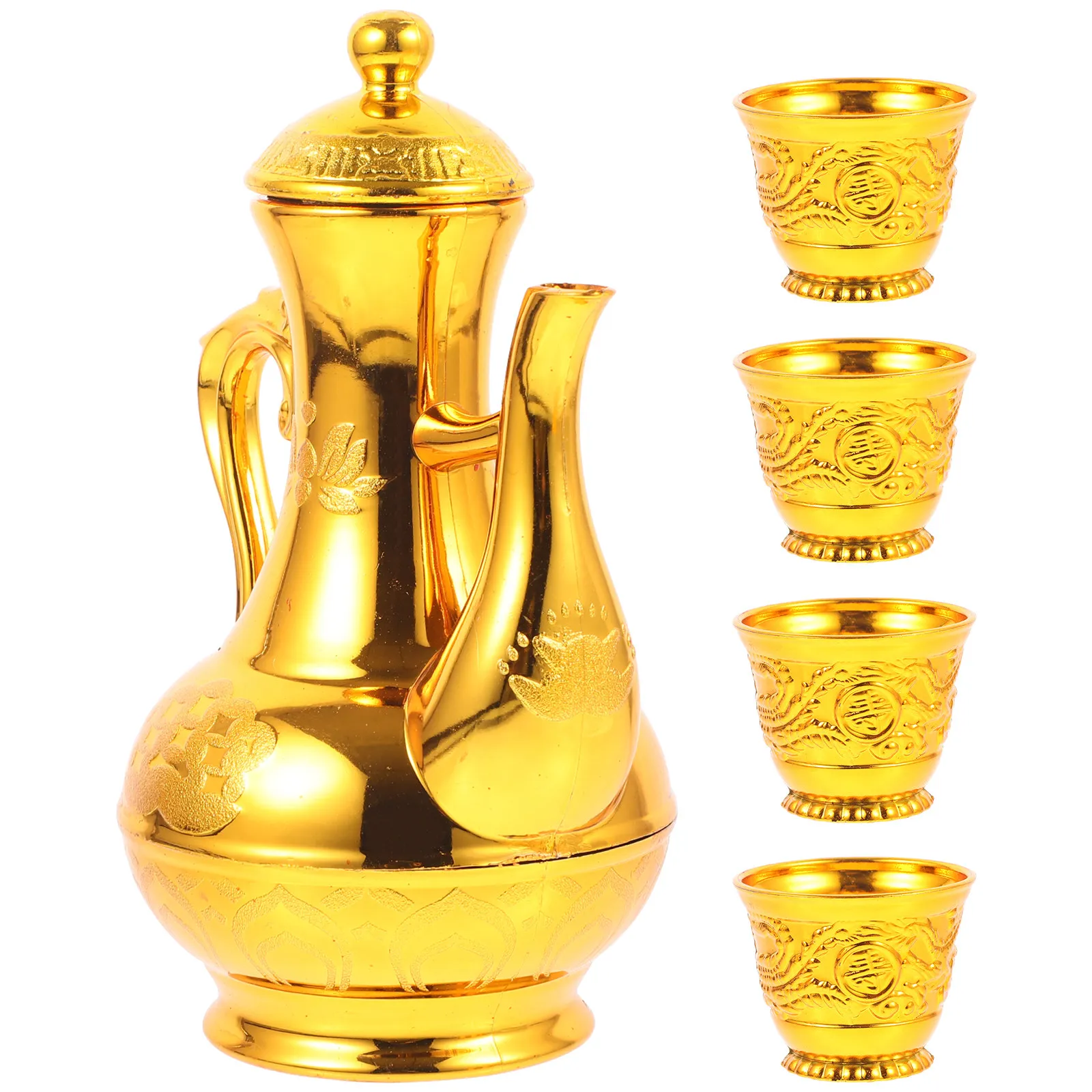 1Set Offering Kettle and Cup Buddhist Worship Cup Exquisite Reusable Plastic Decorative Temple Offering Supplies