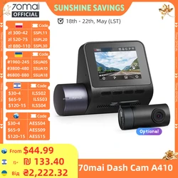 70mai Dash Cam A410 Front 1440P Rear 1080P Car DVR Upgraded Ver. of 70mai A400 Car Recorder 24H Parking Mode Support Max 256GB