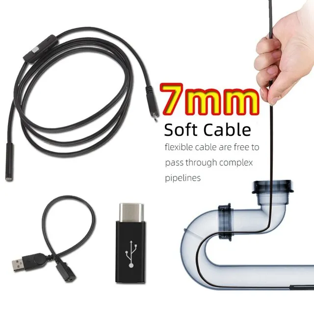 5mm 7mm sonda Mobile endoscopica ispezione della fotocamera endoscopica per Smartphone Android auto telecamera per endoscopio USB tipo C