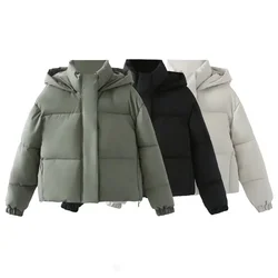 Autumn and Winter New Retro Casual Versatile Loose Drawstring Thickened Warmth Hooded Thick Jacket Coat Cotton Coat