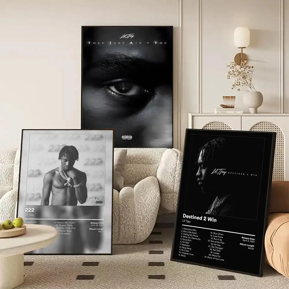 Singer L-Lil T-Tjay Poster Waterproof Self-Stick Wall Art Stickers, Removable Wall Decor for Living Room and Bedroom