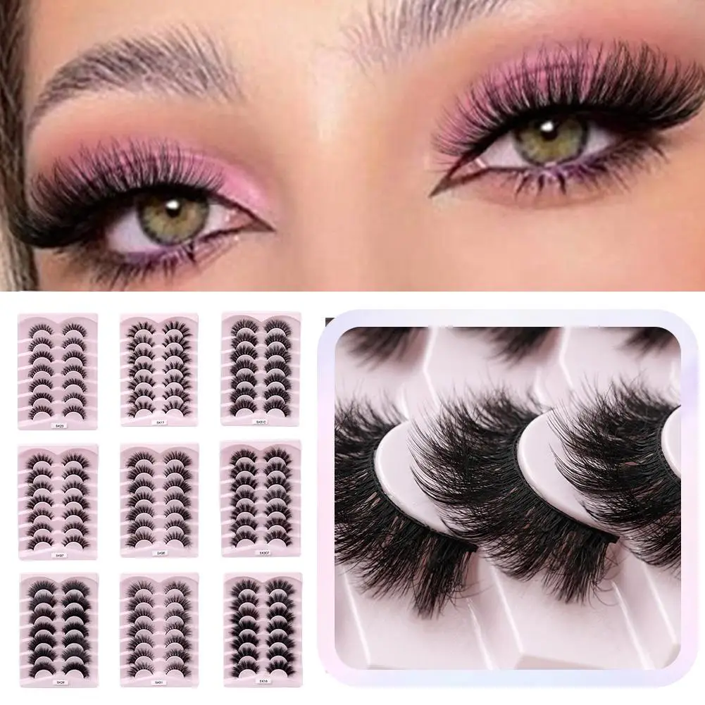 Mink Cílios Fofos, Curta Extensão Durável, Cílios Espesses Dramáticos, Cílios Longos, Wispy Natural Volu, T5S7, 7 Pares, Novo