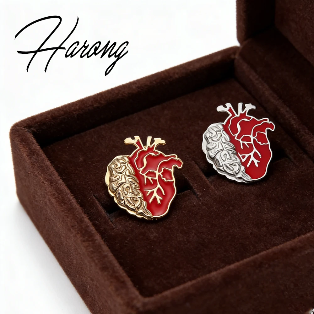 Harong Medical Human Anatomy Brain Heart Tooth Enamel Brooch Colored Human Organ Badge Medical Staff Jewelry Gift