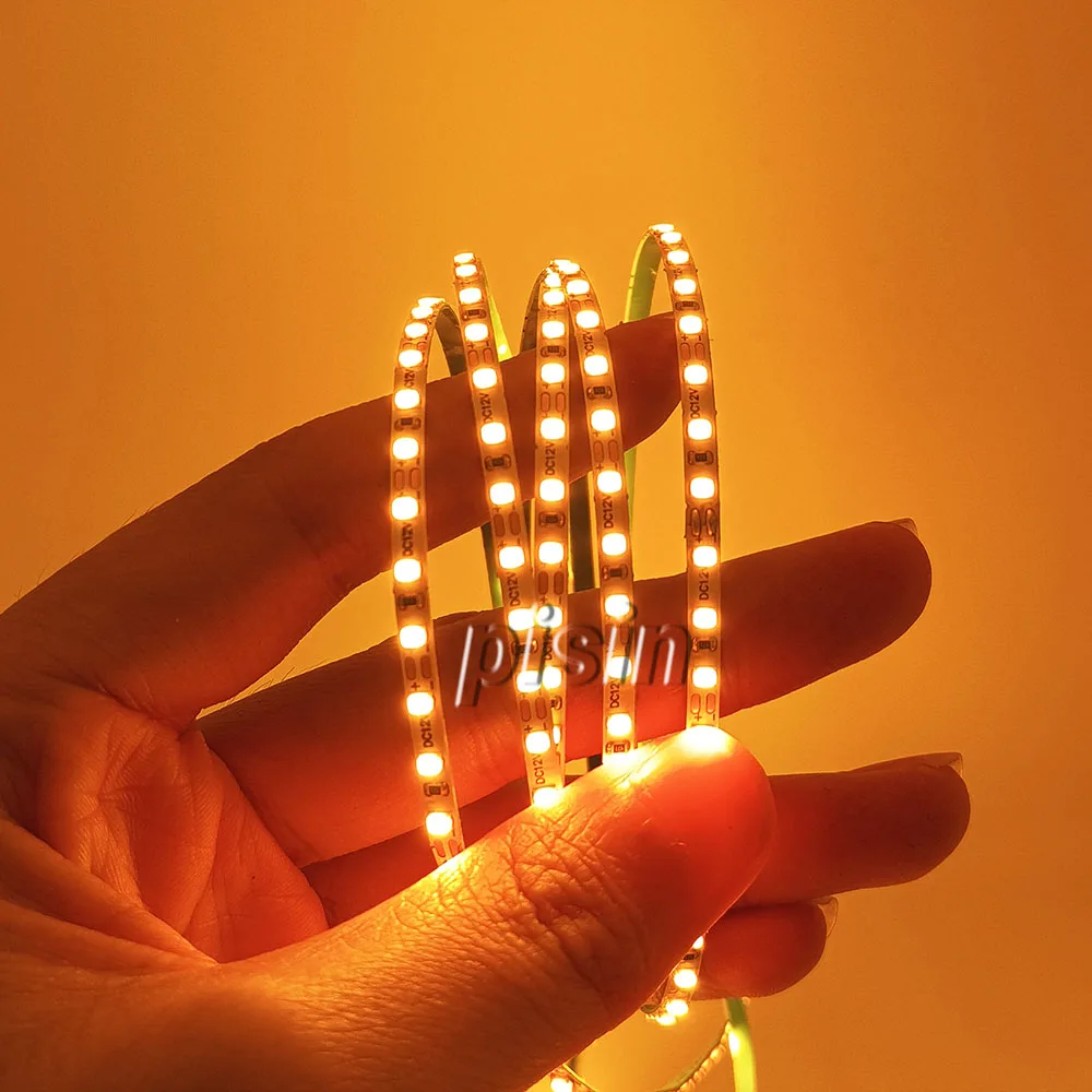 Yellow LED Strip Lights 12V/24V 3mm 5mm 8mm 10mm 2000K 2200K 240leds/m 120leds/m Soft Flexible Tape Cabinet Car Backlight Lights