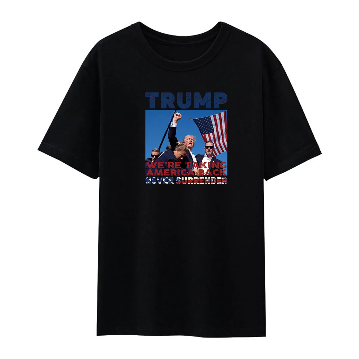 T-shirt à manches courtes imprimé Donald Trump Never Surrender pour hommes, Économie drôles, haut d'été à col rond, décontracté, 2024