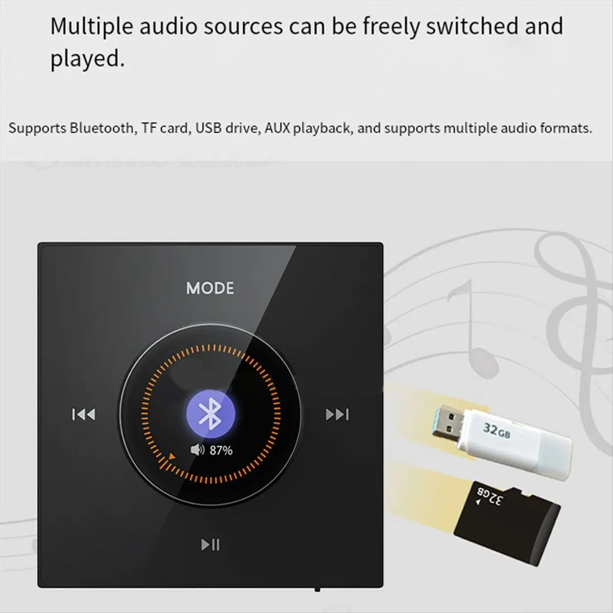 (BOFF) Настенная панель управления аудиосистемой Bluetooth 86 с усилителем 2x25 Вт и потолочными динамиками для домашней фоновой музыкальной системы B