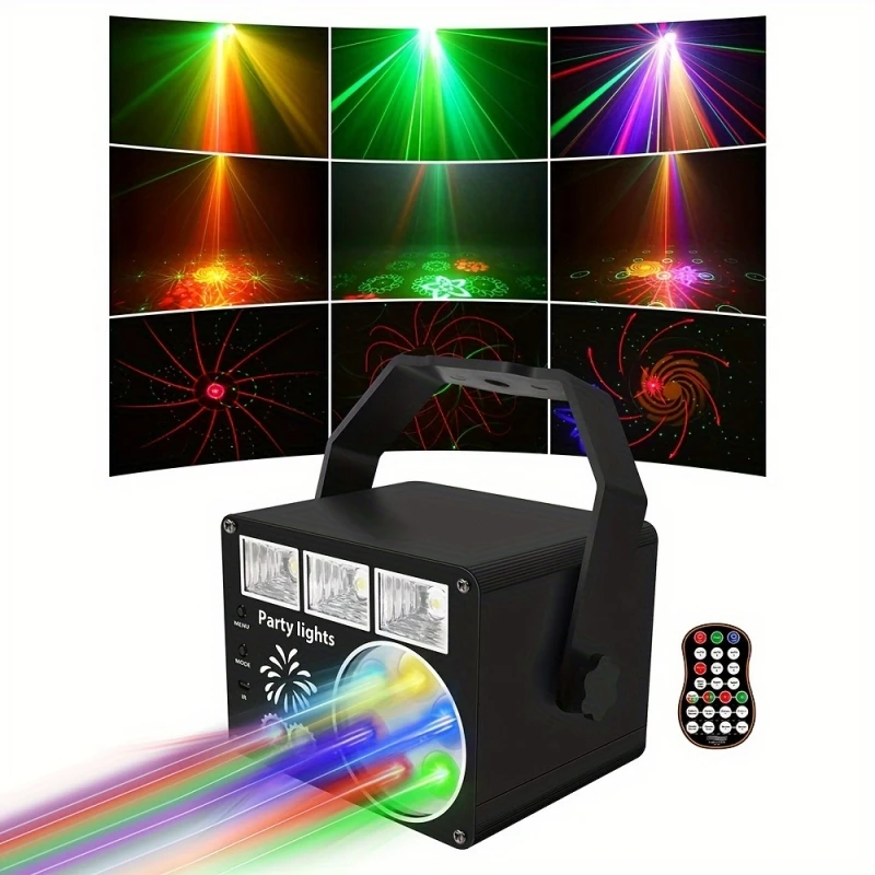 Luz de discoteca para fiesta, proyector LED de luz para DJ, patrón de panal, Control de música, efecto de escenario, luz para fiesta, hogar, decoración navideña