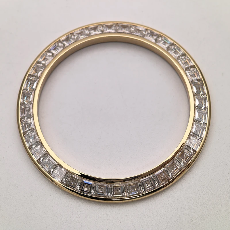 Dostosowana ramka zegarka z litego żółtego złota 9K 18K z diamentami Moissanite dla 116588   Części zamienne do zegarków TBR