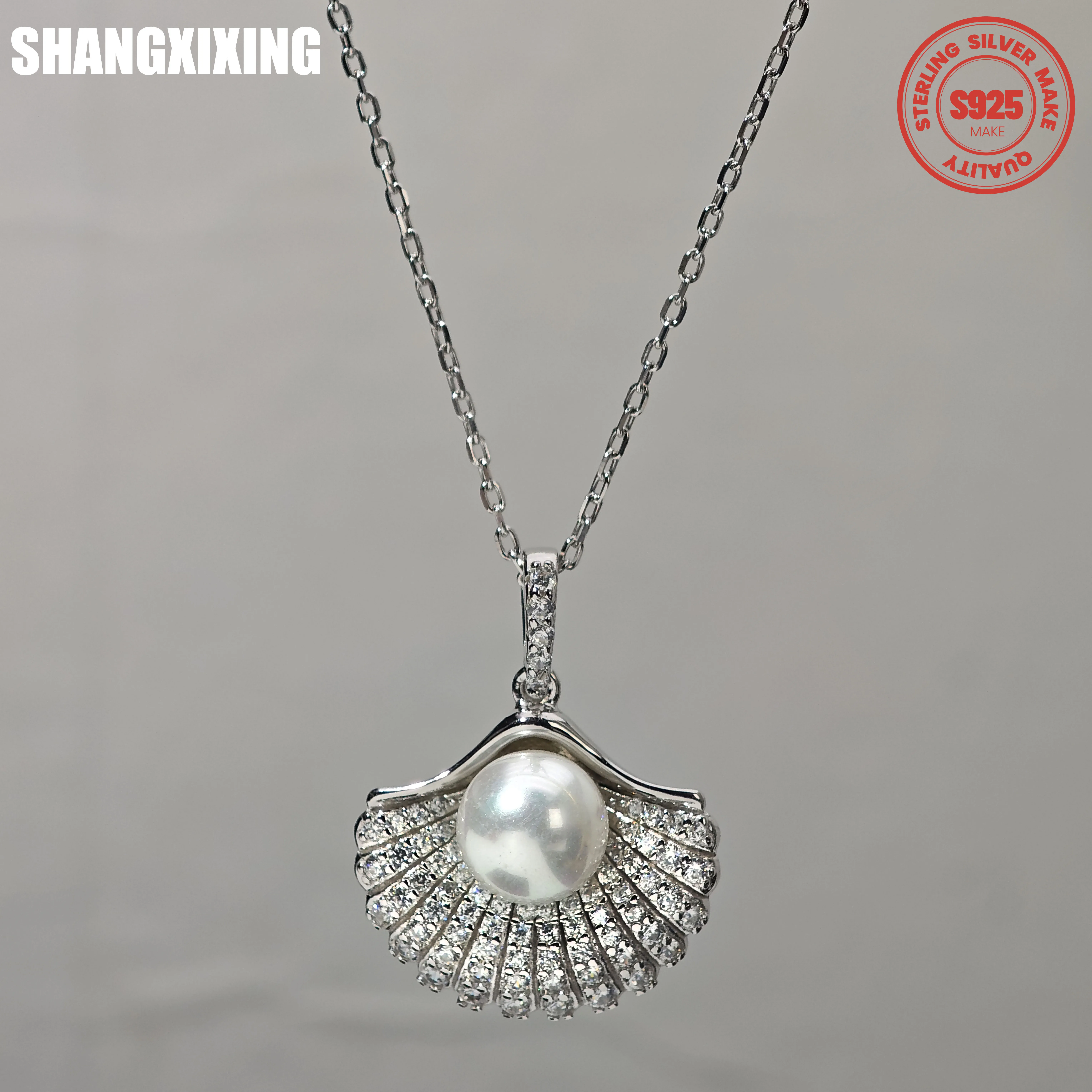 S925 Sterling Silber Muschel Perle Anhänger Halskette Frauen Mode Kragen Kette Schlüsselbein Licht Luxus Charme Urlaub Hochzeit Schmuck