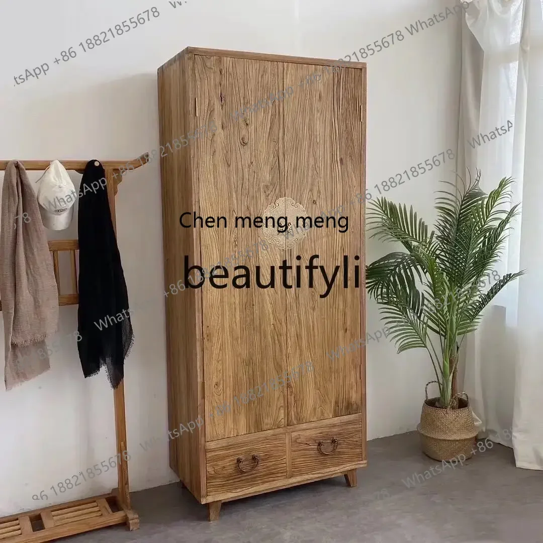 G Old elm wardrobe tenon and mortise household bedroom clothes hanging wardrobe storage storage cabinet Chinese style