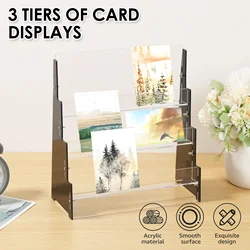 3 Layers Cards Display Shelf Acrylic Trading Card Display Storage Box Clear Card Display Shelves for Desktop Retail Home Store