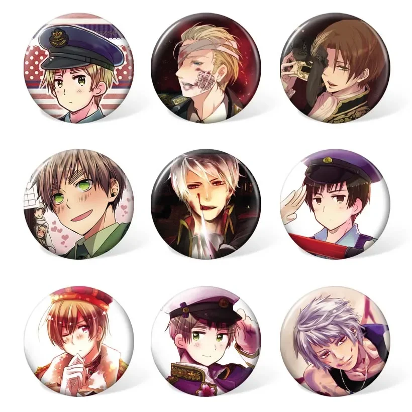 

9pcs/set Anime WorldStars Cartoon Characters Brooch Hetalia Badge for Clothing & Accessories