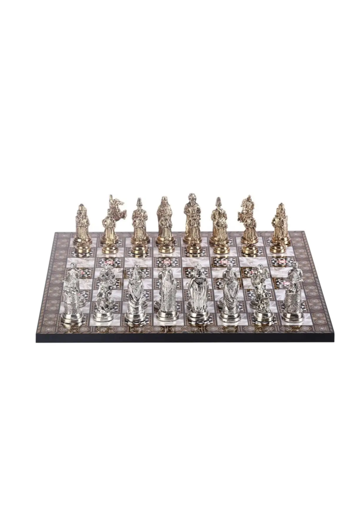 

Big size Metal Ottoman Byzantine Chess set Bright And Pearl Tahtası