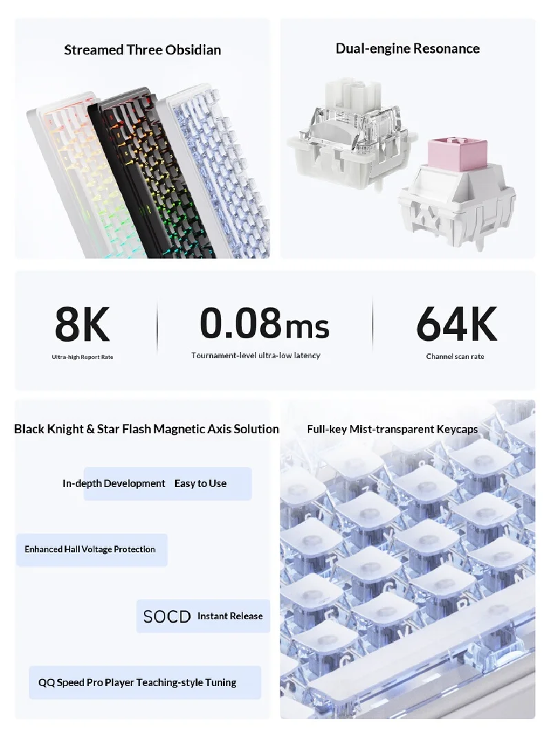 Ajazz AK980 Max Magnetic Switch Mechanical Keyboard Wired Hot Swap Custom Side Printed Keycaps 8K 64K 0 08 Ms Esports Gaming