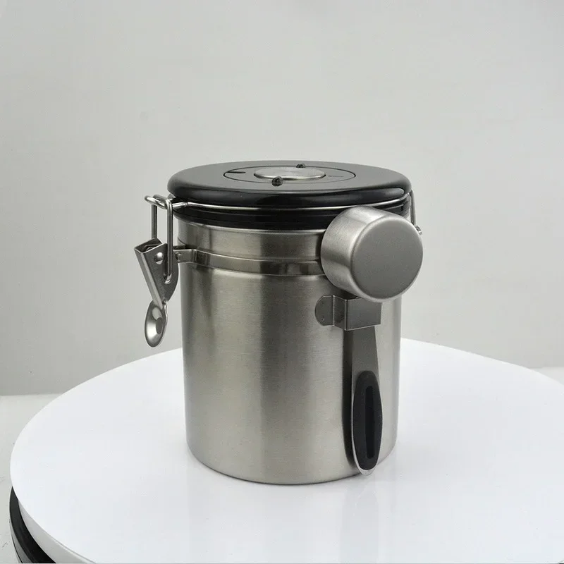 Coffee Storage Container Airtight Stainless Steel Coffee Canister Vault Coffee Bean Container with CO2 Valve to Keep Beans Fresh