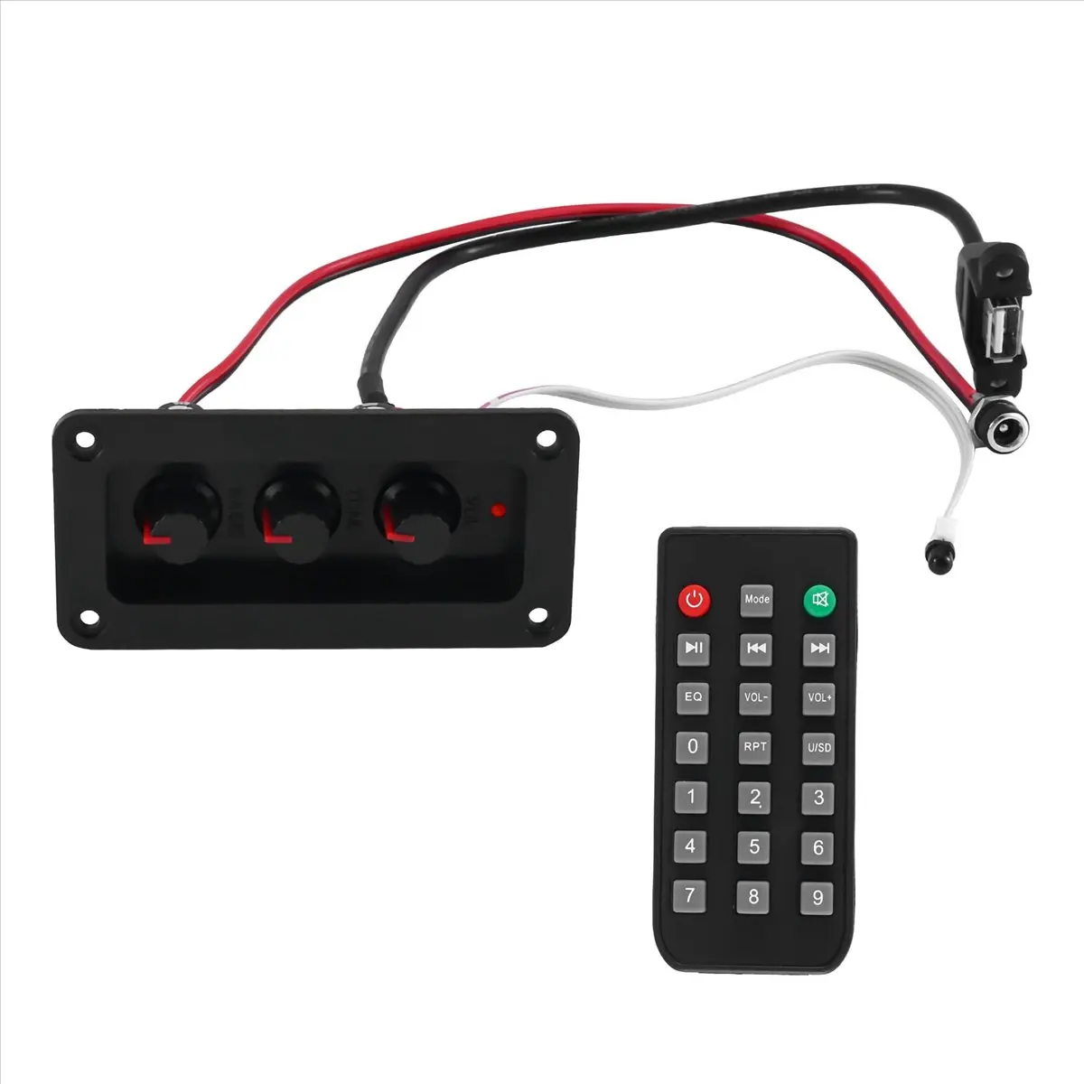 (ˉ﹃ˉ) 2X25W+50W 2.1 Channel Bluetooth 5.0 Subwoofer Class D Audio Amplifier Board Kit with DC Female+USB Cable+Remote Control