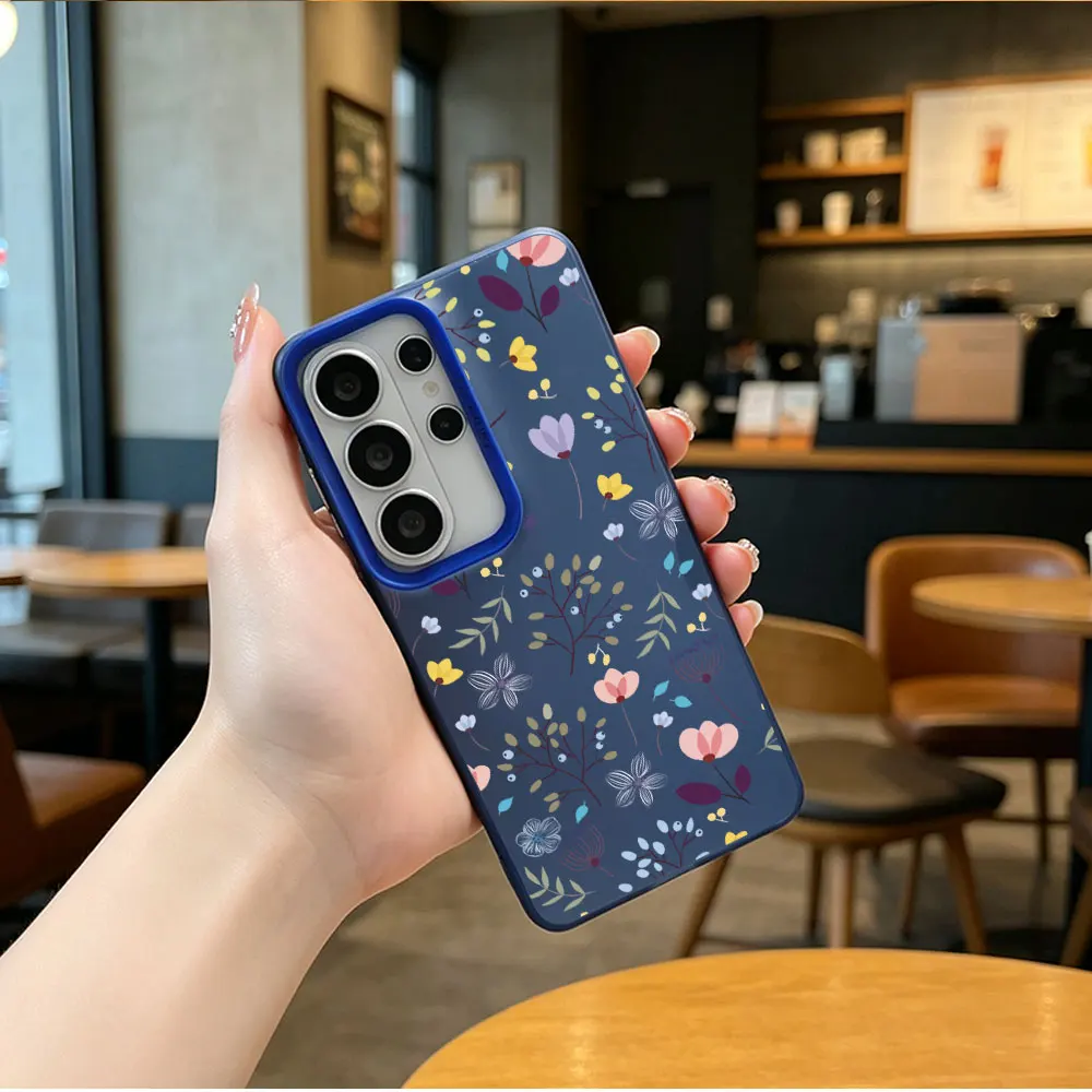 Ditsy Floral PC+TPU Phone Case For Samsung A73 A72 A71 A56 A55 A54 A53 A52 A52s 5G 4G Frosted Silver IMD Anti-drop Protect Cover view 6