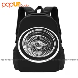 Lowrider Wire Wheel Knockoff Engraved Car Show Backpack Large Capacity Travel Portable Sports Bag Bags For Travel