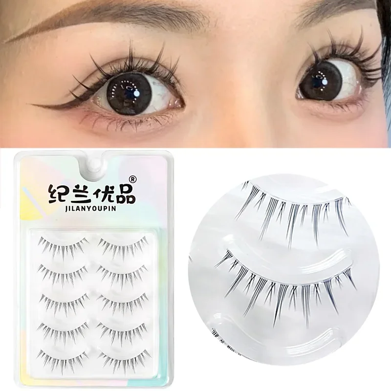 3D Mink False Eyelashes 5 Pairs Curly Volume Thick Long Cross Natural for Eyelash Extension Handmade Reusable Lashes Makeup Tool