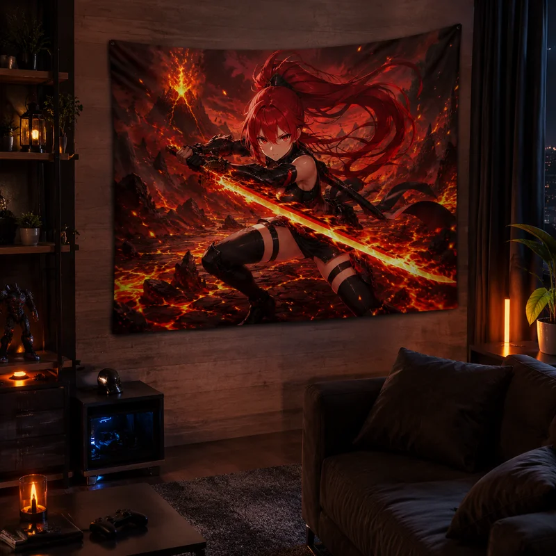 VIKAMA Gothic Dragon Warrior Tapestry, Dark Aesthetic Wall Hanging for Bedrooms and Game Rooms, Home Decor Tapestry