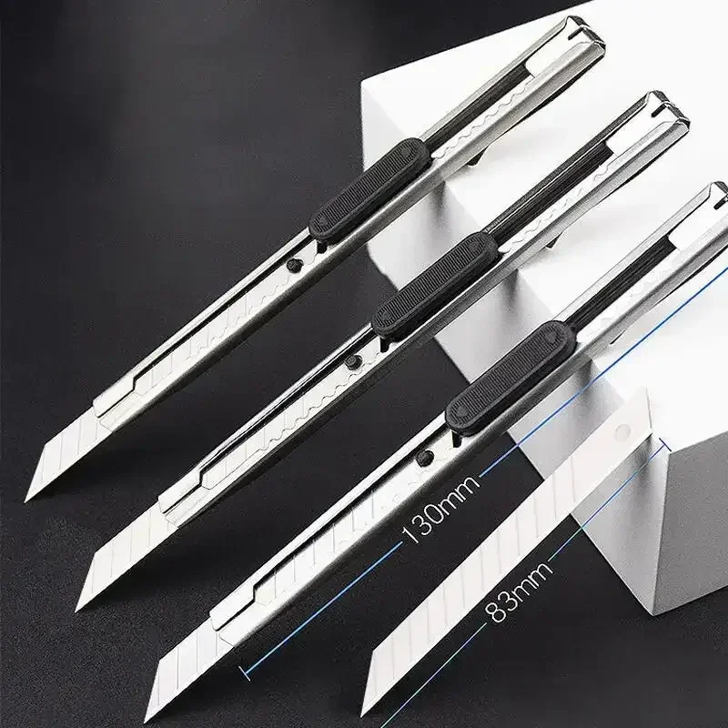 15Pcs Retractable Utility Knife, Stainless Steel 9mm Snap‑Off Blades, Hobby Box Cutter for Home Craft Cardboard Cutting