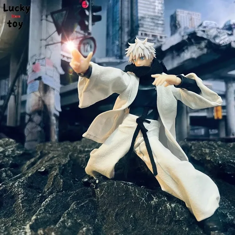 Shf 1/12 Scale Male White Coat Lantern Pants with Scarf Jujutsu Kaisen Gojo Satoru Action Figure Clothes Set for 6