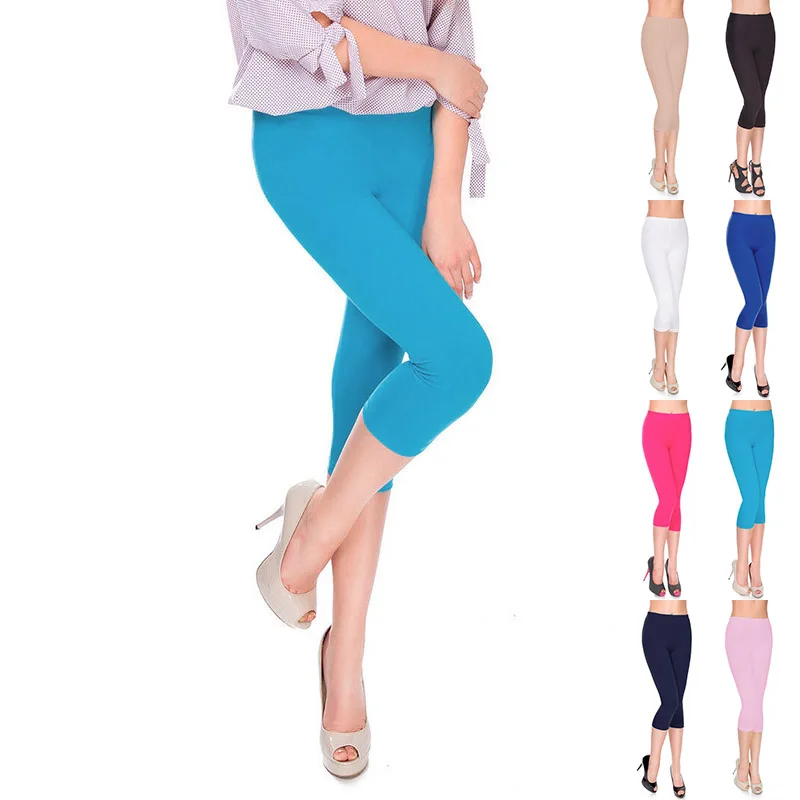 Ladies Leggings Pants Gym Summer High Waist Casual Fashion Cropped Bottoms Fitness Trousers Yoga Slim Fit Thin