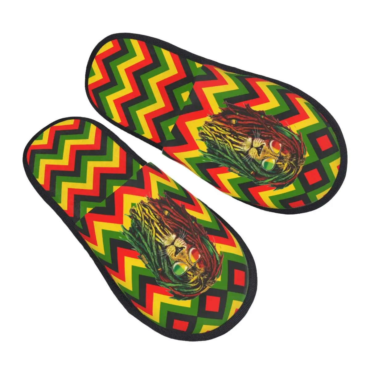 Winter Slippers Rasta Dreadlock Lion Of Judah Household Fur Cotton Slides Slippers Jamaica Reggae Rastafari Cozy Anti-skid