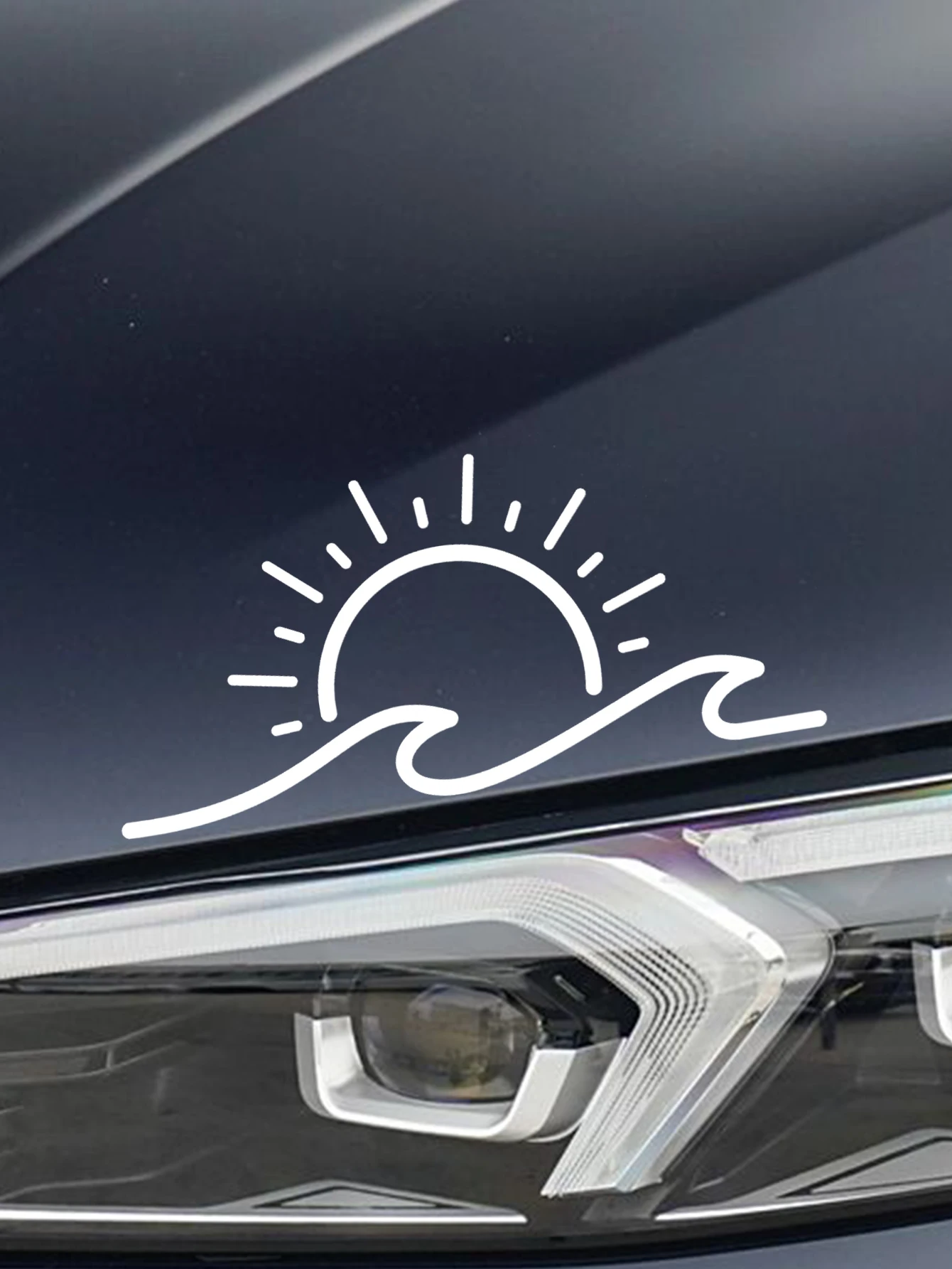 Fresh air sun wave stickers, delicately outlined with soft lines for a sunny car sticker