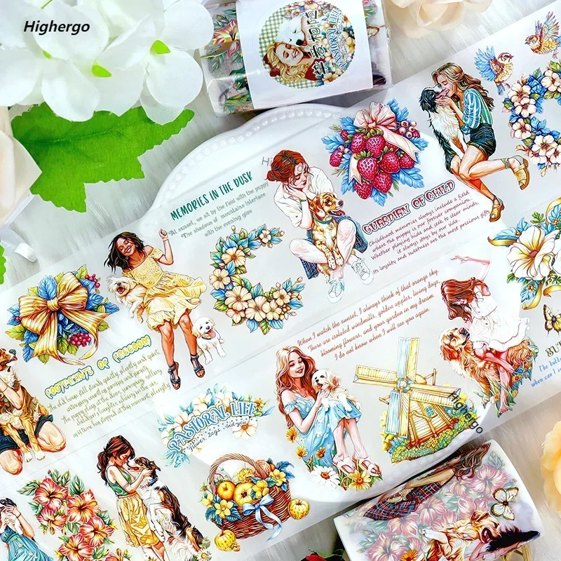 2 m/rolka Kawaii dziewczyny i zwierzęta seria taśma PET Scrapbooking materiały naklejki tworzenie kartek dziennik kolaż taśma dekoracja pamiętnika