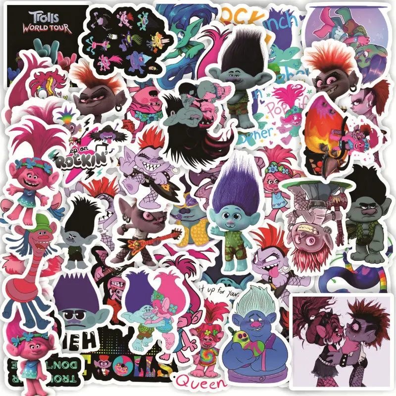 Disney Trolls sticker Birthday Party Supplies DIY Baby Shower Computer Refrigerator Book Bag Decorative Stickers Girl Gift