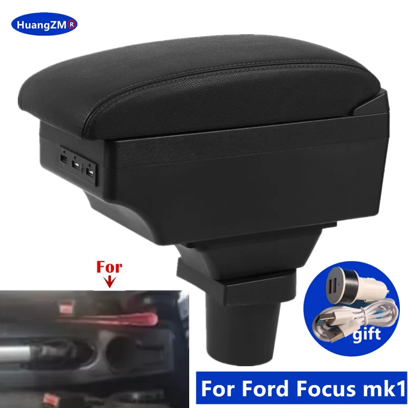 

Подлокотник для Ford Focus mk1, центральная консоль, ящик для хранения, с USB-портом, аксессуары для автомобиля