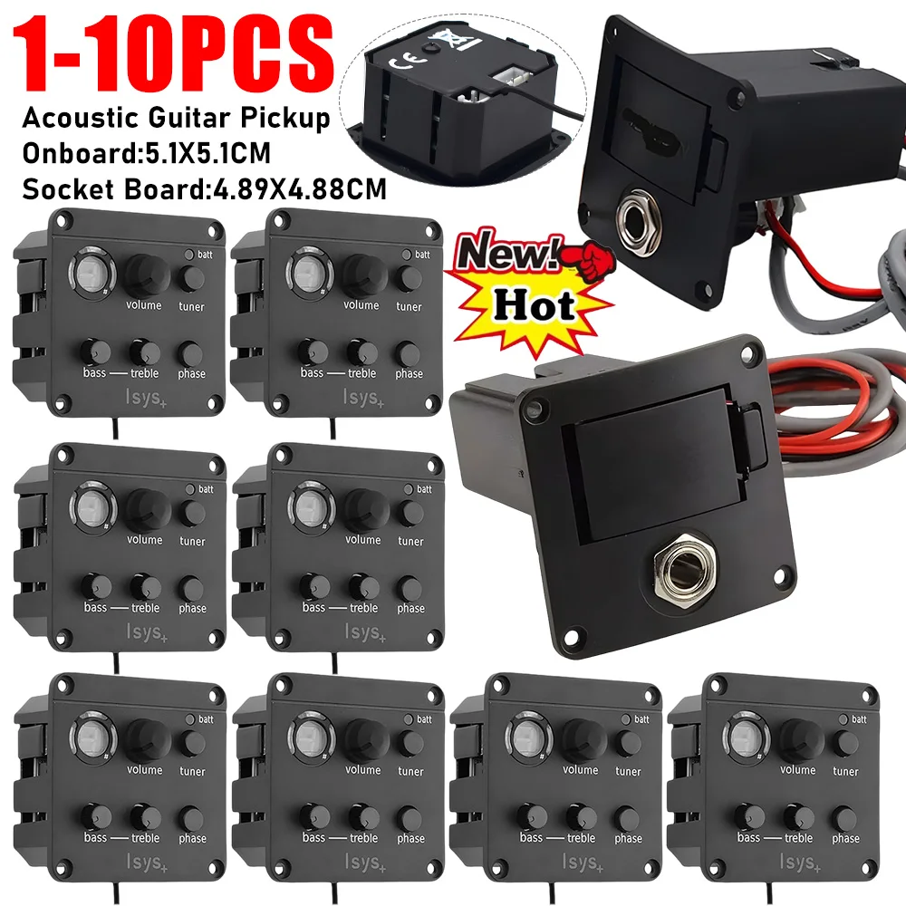 1-10PC Acoustic Guitar Pickup Piezo Pickup EQ Equalizer Classic Acoustic Guitar EQ Tuner Onboard Preamp System For Fishman ISYS+